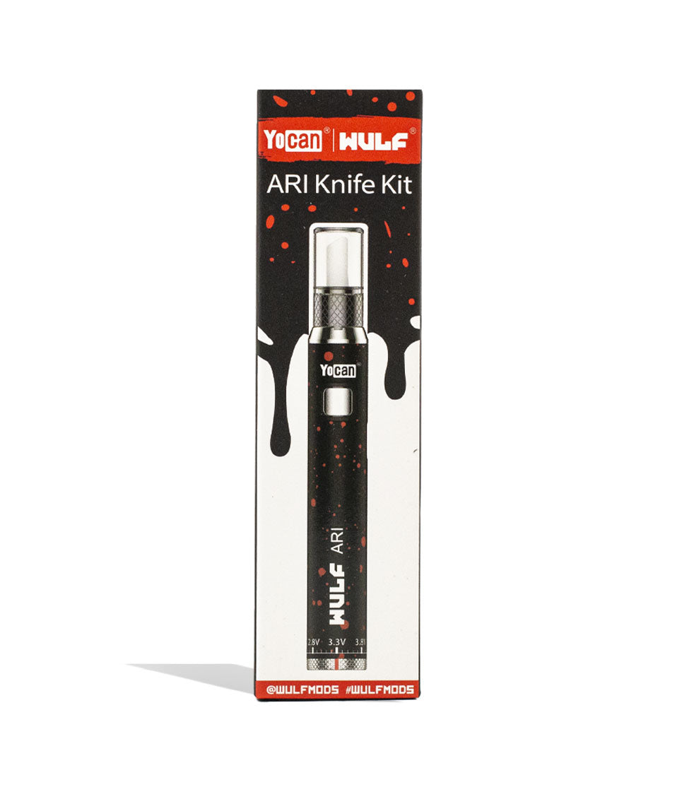 Black Red Spatter Wulf Mods ARI Hot Knife packaging on white background